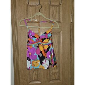 Trina Turk Size 8 Women's Rio Convertible Bandeau Tankini Vibrant Colored Top